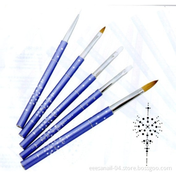 Blue Metal Handle Kolinsky Acrylic Nail Brush Set (EN3004)